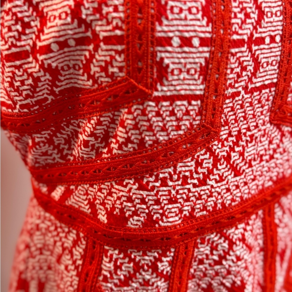 Maeve Emma Red and White Geometric Mini Dress - Picture 2 of 9